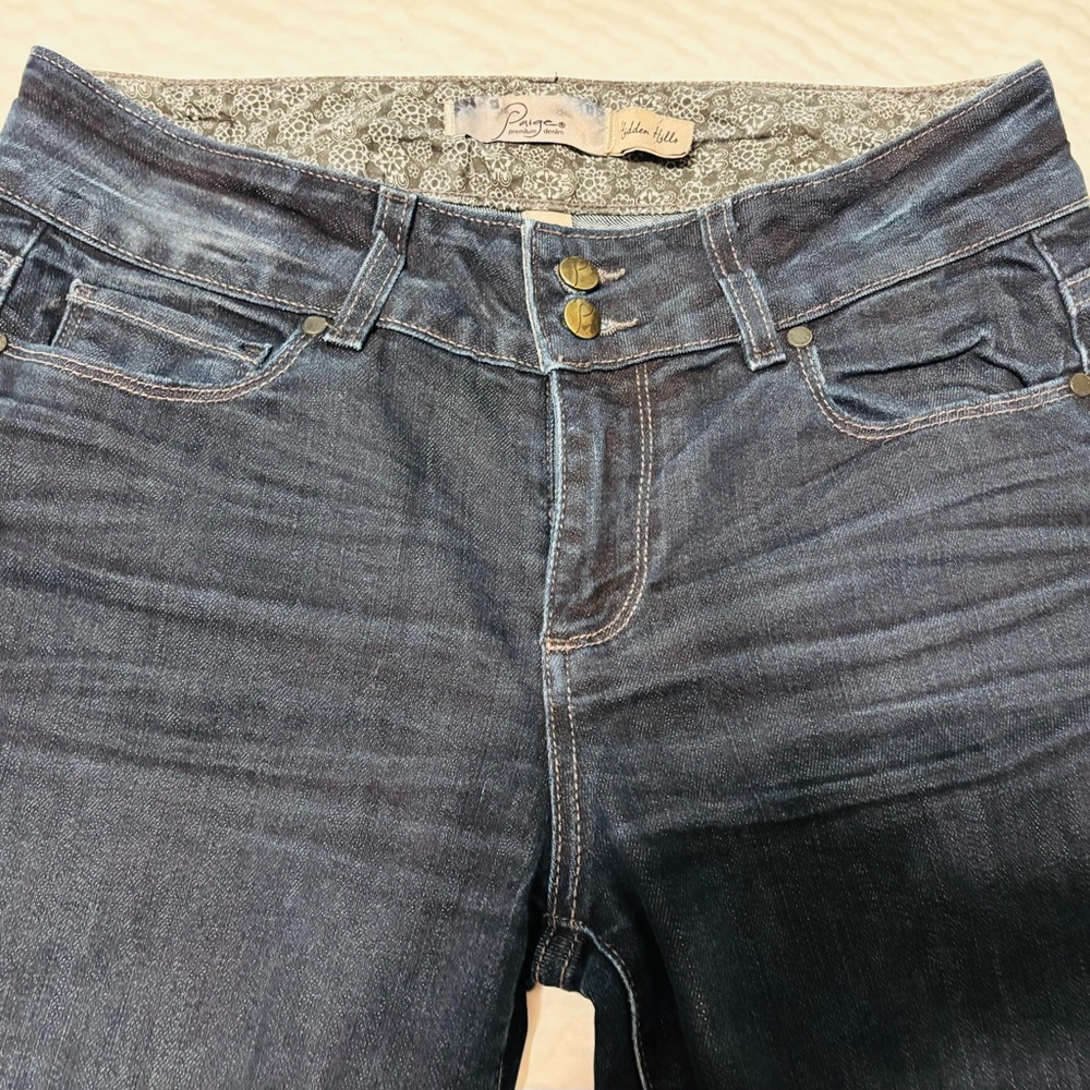 PAIGE Women's Dark Blue High Rise Jeans